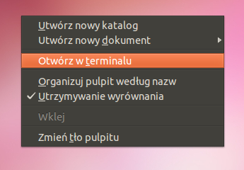 Menu kontekstowe Ubuntu
